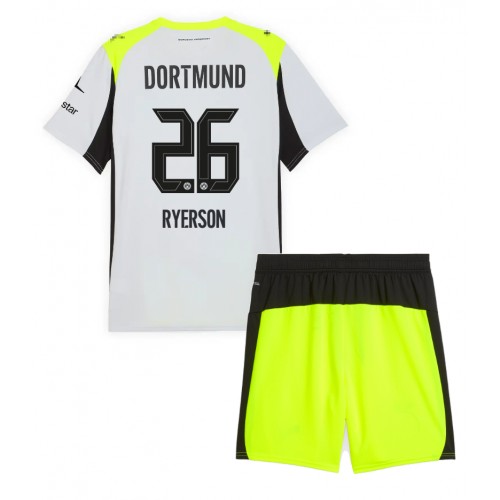 Borussia Dortmund Julian Ryerson #26 Bortaställ Barn 2025-26 Kortärmad (+ Korta byxor) Borussia Dortmund Julian Ryerson #26 Bortaställ Barn 2025-26 Kortärmad (+ Korta byxor)